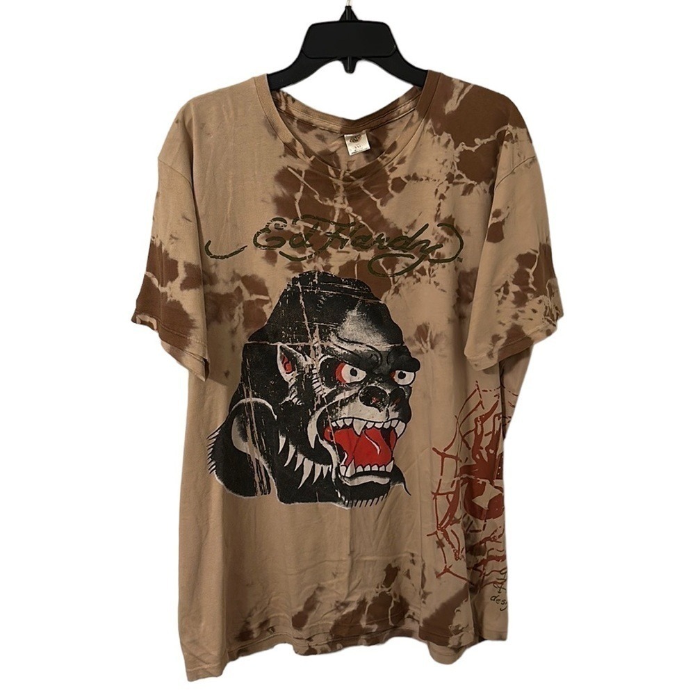 Ed Hardy by Christian Audigier Men's Vintage Tie Dye Gorilla T-Shirt Size XXL‎